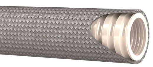 ⅜" PTFE, 125 bar convoluted hose with 304L braid